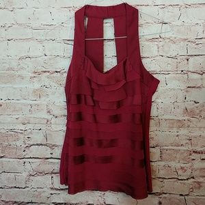 White house black market Small red ruffled blouse